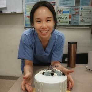 Pulut hitam cake baked by Dr Yeo Woon Chee Iced my first pulut hitam cake and brought to work - Yeo Woon Chee